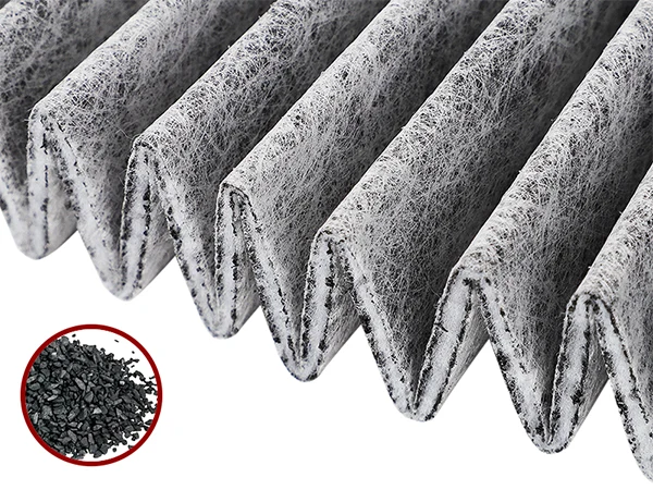 Activated carbon filter element and interlayer activated carbon