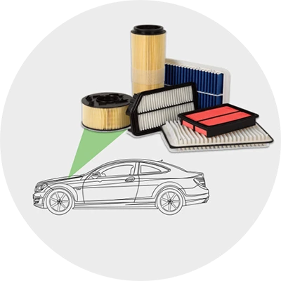 Car air filter on a gray background