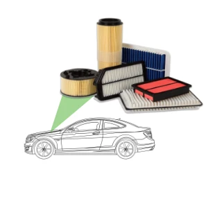 Car air filter on a gray background