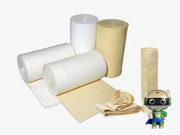 Filter fabric for dust collector filter bags on a white background