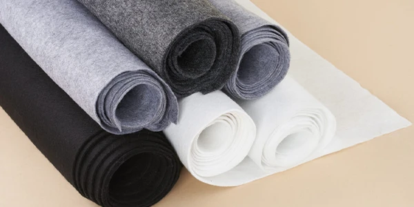 Various types of filter fabric on a light background
