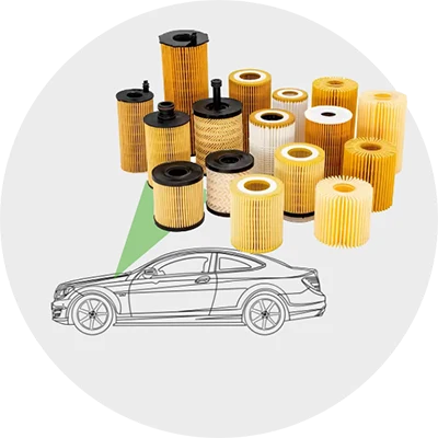 Eco-friendly fuel and oil filter on a gray background
