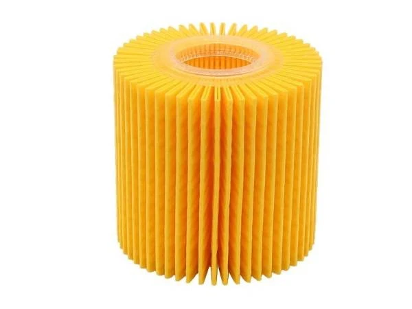 Oil filter with paper pleating adhesive