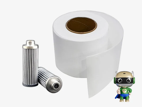 White glass fiber composite materials for hydraulic use and hydraulic filters