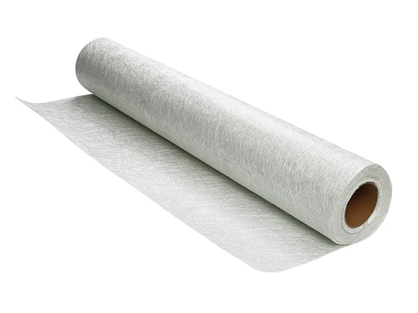 Glass fiber non-woven filter cloth on a white background