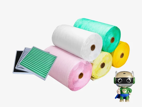 Various types of medium efficiency filter fabric and medium efficiency filters