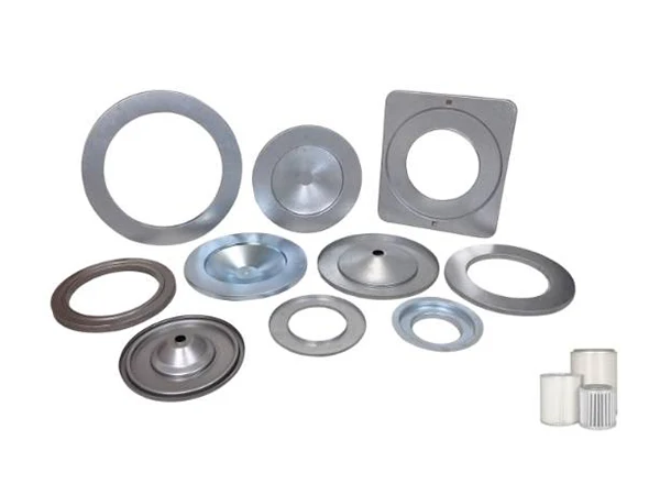 Metal end cap on a white background