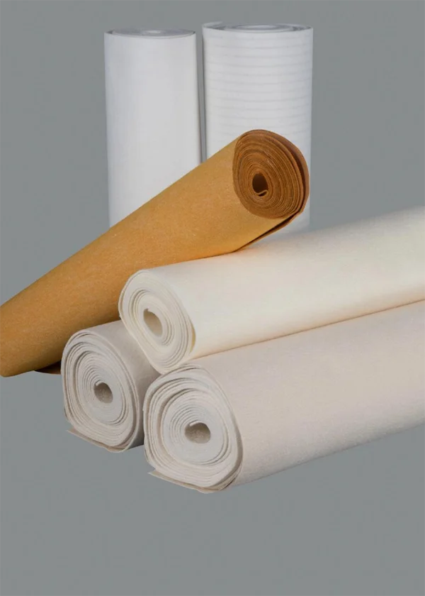 Filter paper and filter fabric on a gray background