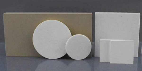 Porous ceramic filter material on a blue background