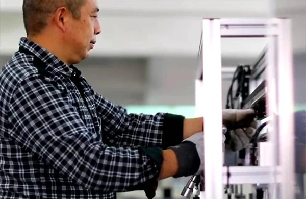 Our worker is performing equipment testing.