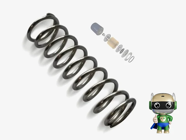 Automotive filter and spring on a white background
