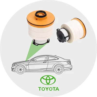 Toyota car fuel filter on a gray background
