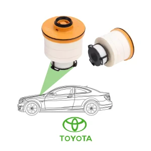 Toyota car fuel filter on a gray background