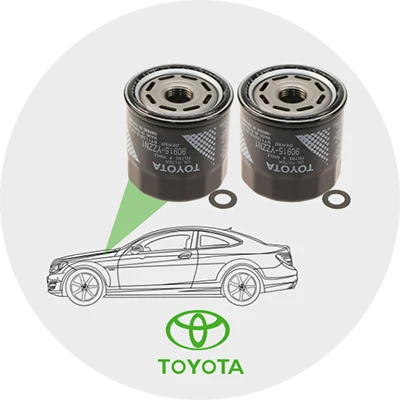 Toyota car oil filter on a gray background