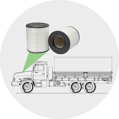 Truck air filter on a gray background