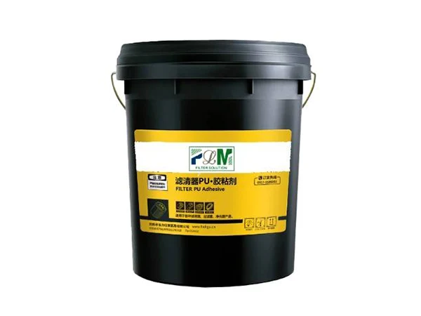 Two-component filter adhesive on a white background